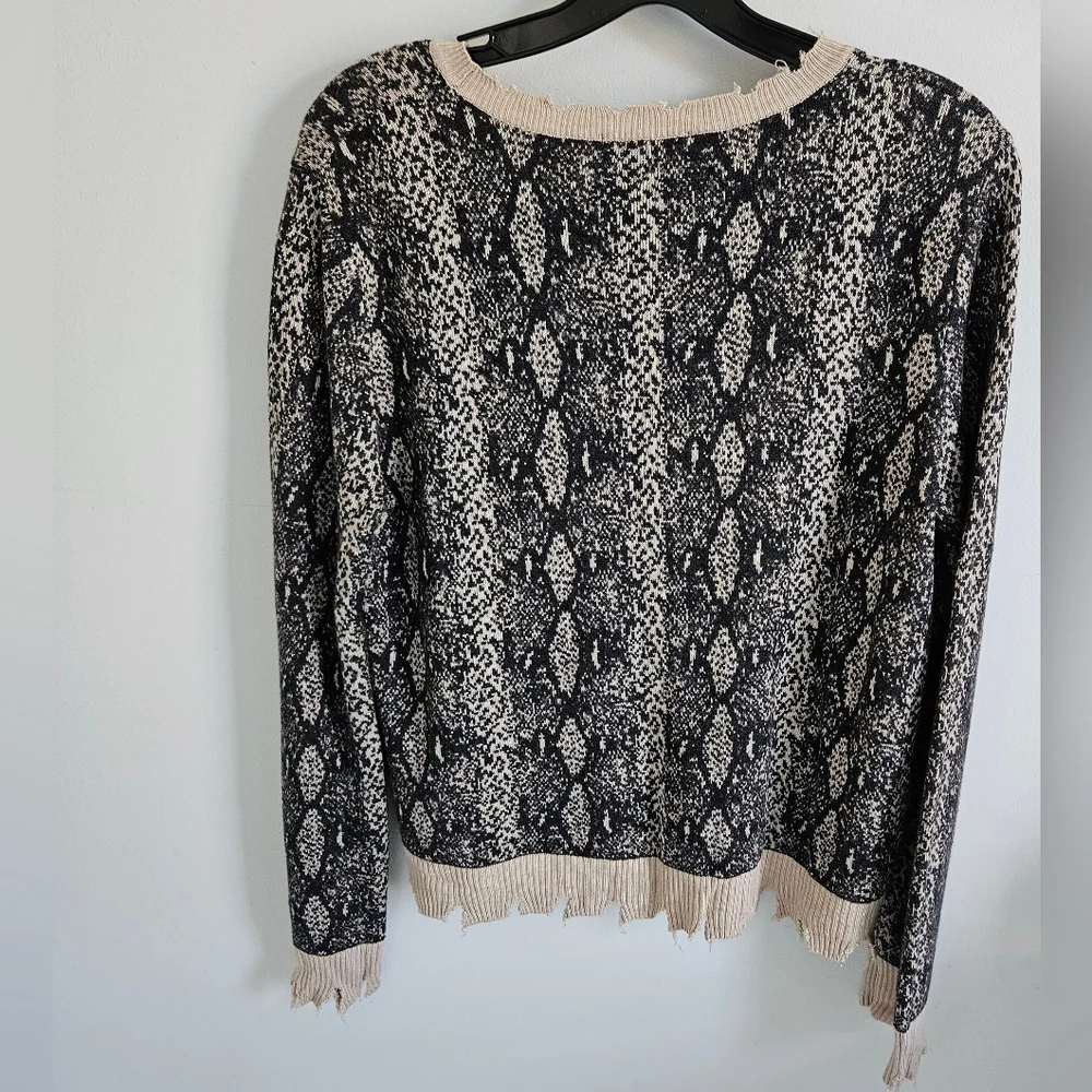 Fate Snakeskin Print Distressed Sweater